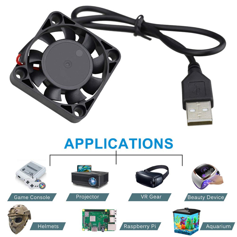 [Australia - AusPower] - GDSTME 40mm USB Fan for VR Gear, Aquarium, Roku, Router, Raspberry Pi, Cosplay, Helmet Cooling Ventilation 40x40x10mm 