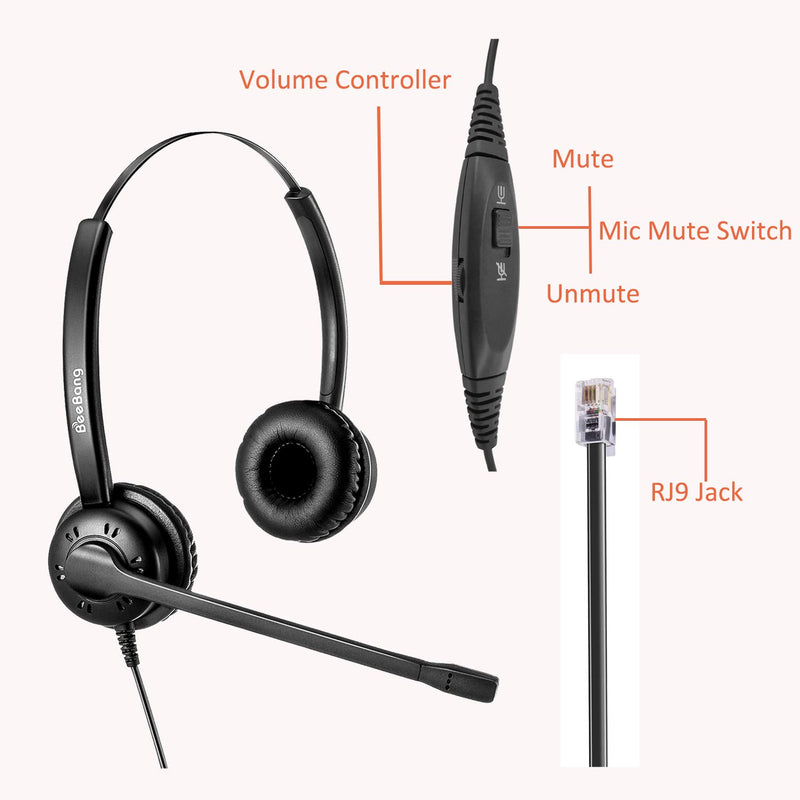 [Australia - AusPower] - Office Headset with Microphone Noise Canceling, Call Center Telephone Headset RJ9 Jack with Mic Mute & Volume Control for Cisco Landline Phone 6941 7841 7941 7942 7945 7960 7961 7962 7965 8845 8945 