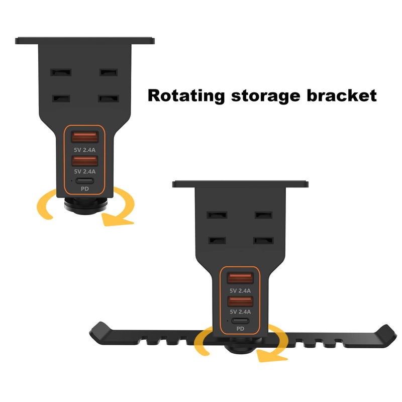 [Australia - AusPower] - Headphone Stand with USB Charger /1 Type-c/2 2-Prong AC Outlet Power Strips/3 Under Desk Headset Holder Mount Suitable for Gamers Gifts Desk Gaming Accessories 