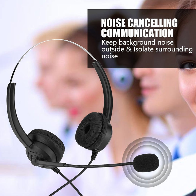 [Australia - AusPower] - Cordless Phone Headset, Telephone Headset, Call Center Headset Noise Canceling with 360° Rotary Earmuff and Stretchable Headband to Achieve Clear and Smooth Communication with No Stuck(Double 3.5mm) Double 3.5mm 