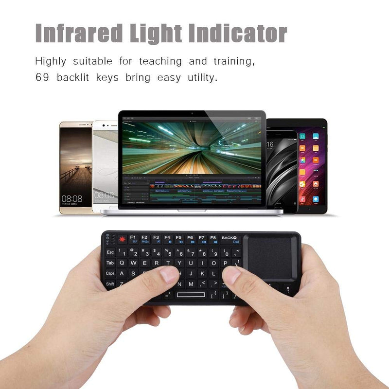 [Australia - AusPower] - 2.4GHz Wireless Touchpad Keyboard, Super Thin&Lightweight Rechargeable Ultra Mini Thin USB Backlit Keyboard, Plug and Play Fits for HTPC, for PS3/4 