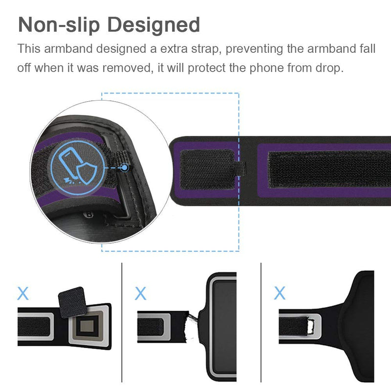 [Australia - AusPower] - Galaxy Note 20, 20 Ultra Armband, JEMACHE Gym Running Workouts Water Resistant Arm Band Case for Samsung Galaxy Note 20/20 Ultra with Key Holder (Purple) Purple 