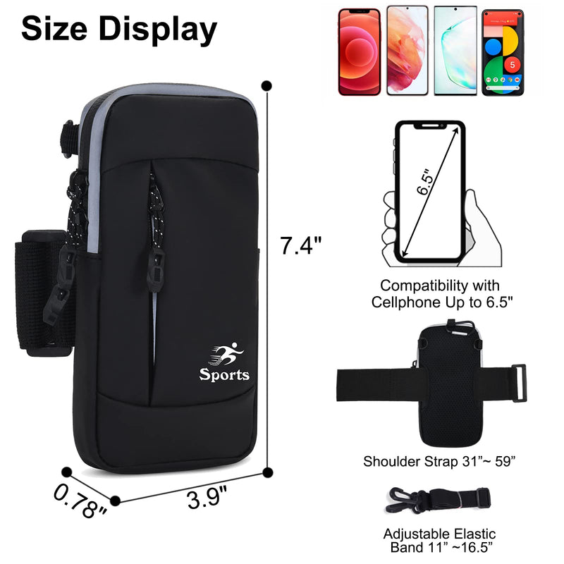 [Australia - AusPower] - Peicees Armband Running Phone Holder for Arm Phone Purse Crossbody Bag Men Women Phone Pouch for IPhone12/12 pro/11/X, Samsung Galaxy 6.5” inches Sports Exercise Workout Gym (A_Black) A_Black 