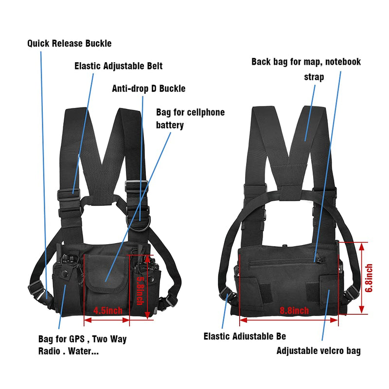 [Australia - AusPower] - Radio Pouch Holster for Bao Feng UV-5R BF-F8HP UV-82 for Kenwood for Motorola GP338 CP200D Radios Larger Capacity Tactical Harness Chest Rig Pack 