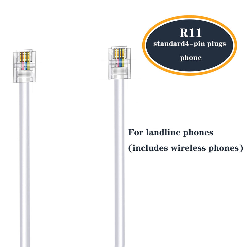 [Australia - AusPower] - Ubramac 3Pack Phone Telephone Extension Cord 6 inch Cable Line with Standard RJ11 6P4C Plugs for Landline Phone and Fax(White,6 inch) 