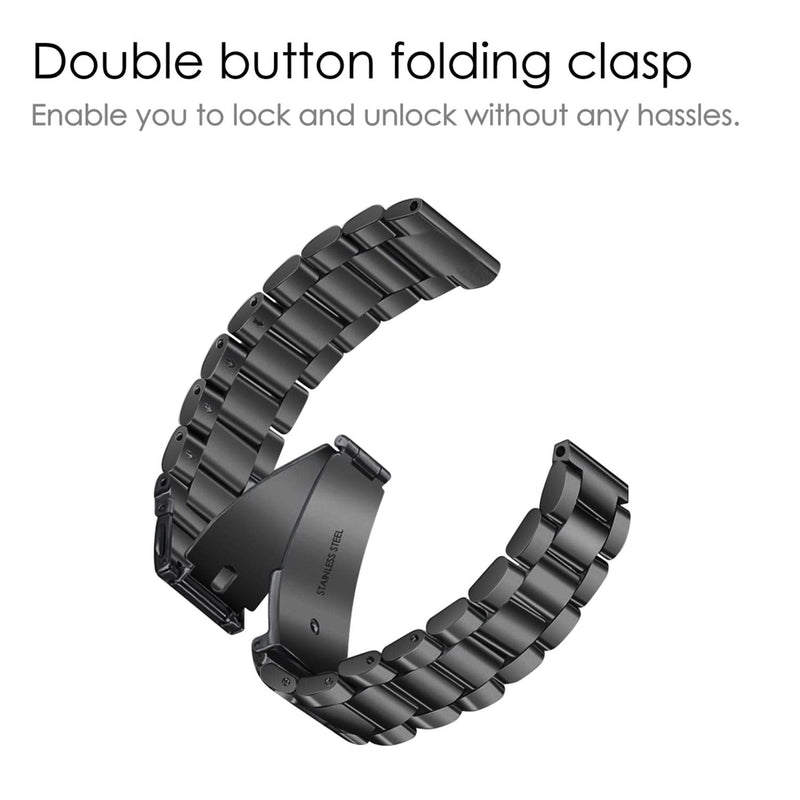 [Australia - AusPower] - Fintie Metal Band Compatible with Fitbit Versa 2, Versa, Versa Lite Edition, Solid Stainless Steel Strap Replacement Wristband Business Bracelet Compatible with Fitbit Versa Smartwatch Black 