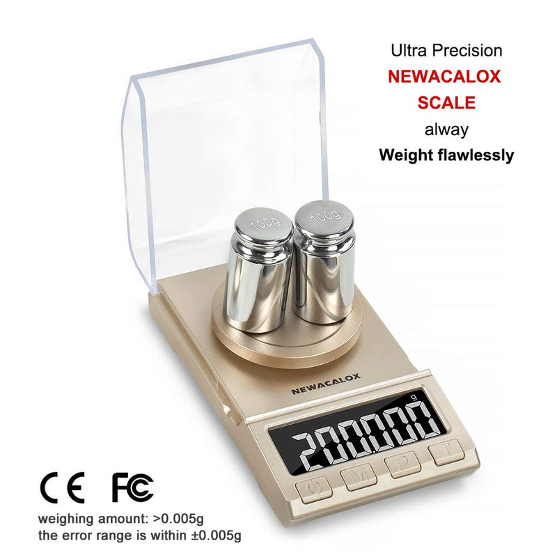 [Australia - AusPower] - 200G Digital Milligram Scale, High Sensitivity Small Portable Pocket Reloading Weighing Jewelry Power MG 200 x 0.001g Scale with 100g Calibration Weights Gold 8068G-200G-US 
