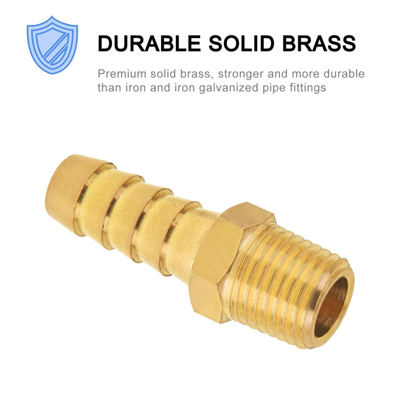 [Australia - AusPower] - SUNGATOR 6-Pack Air Hose Fittings, 1/4" NPT to 3/8" Barb, Hose Barb Adapter, Brass Pipe Fittings Male Threaded End 3/8" Hose x 1/4" NPT Male 