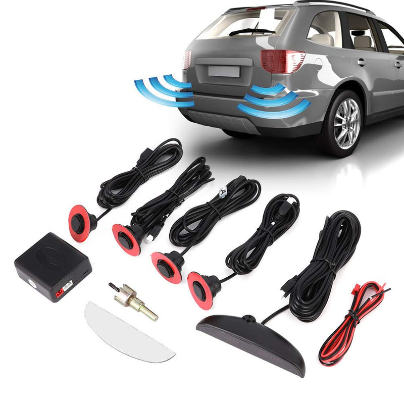 [Australia - AusPower] - KIMISS Car Radar Buzzer Alert System,Parking Assistanc with 4pcs Adjustable Flat Sensors Automobile Reverse Backup Monitor Radar Detectors 