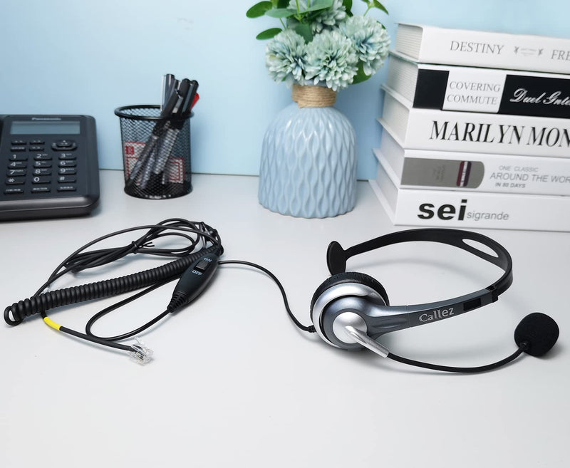 [Australia - AusPower] - RJ9 Phone Headset with Noise Cancelling Microphone, Callez Office Phone Headset Mono Compatible with Yealink T46S T42S T48S T41S T27G T20P T21P Avaya 1608 9608 Grandstream GXP2170 2135 Panasonic Cisco 