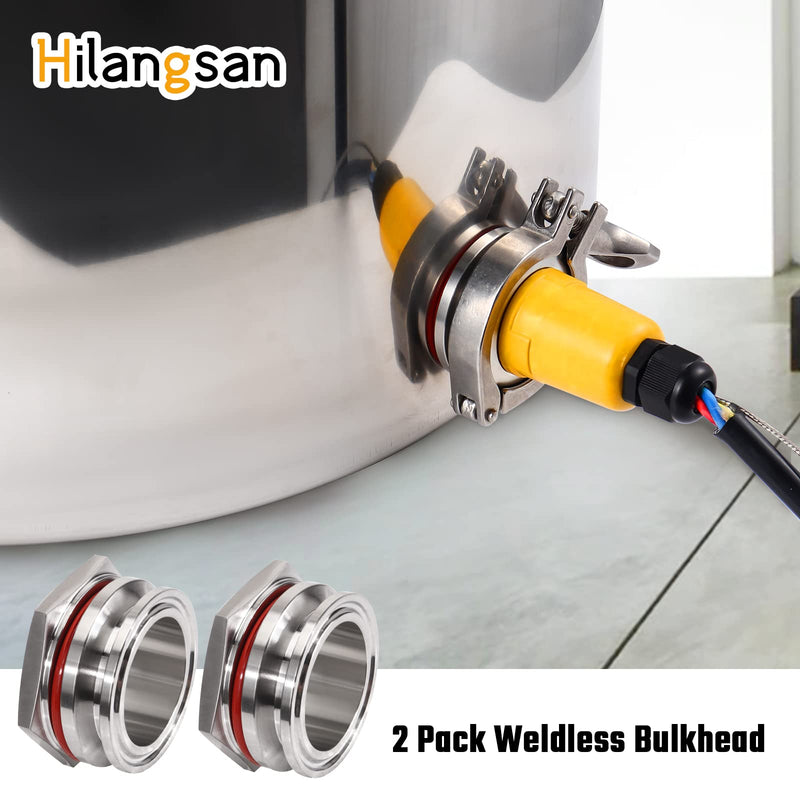 [Australia - AusPower] - (2 pack)Hilangsan 1.5" Tri Clamp Weldless Bulkhead Stainless Steel Compression Bulkhead Fittings Homebrew Kettle Bulkhead 1.5 inch TC Bulkhead for Brew Kettle 