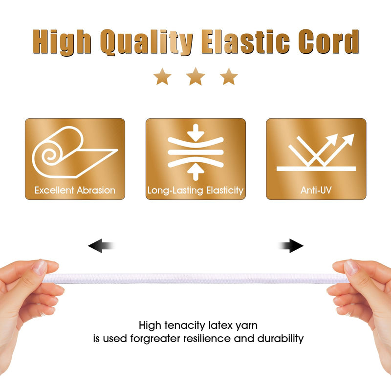 [Australia - AusPower] - 3/32 Inch White Bungee Cord (2mm), 40 Feet Heavy Duty Elastic Shock Cord Nylon Stretch String Bungee Rope for DIY Crafting Sewing, Tie Downs, Hair Ties (White, 3/32 inch x 40 ft) 2/32 inch x 40 ft 