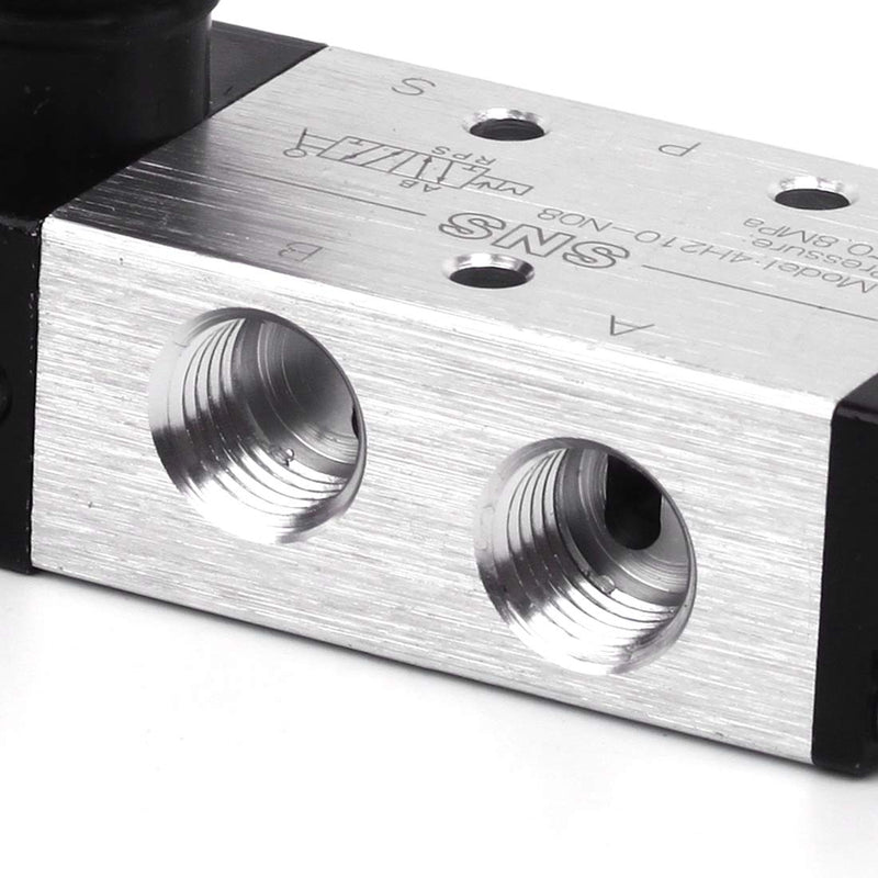 [Australia - AusPower] - SNS 4H210-N08 1/4 NPT Aluminium Alloy Hand Valve 5 Way 2 Position Electric Solenoid Valve Manual Controlled Direct Acting Type 