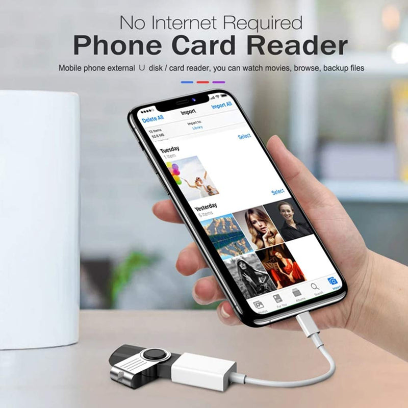 [Australia - AusPower] - Apple Lightning USB Camera Adapter - iPhone Adapter USB 3.0 OTG Cable Portable USB Flash Drive Compatible iPhone 13 12 11 X 8 7-All IOS,Plug&Play 