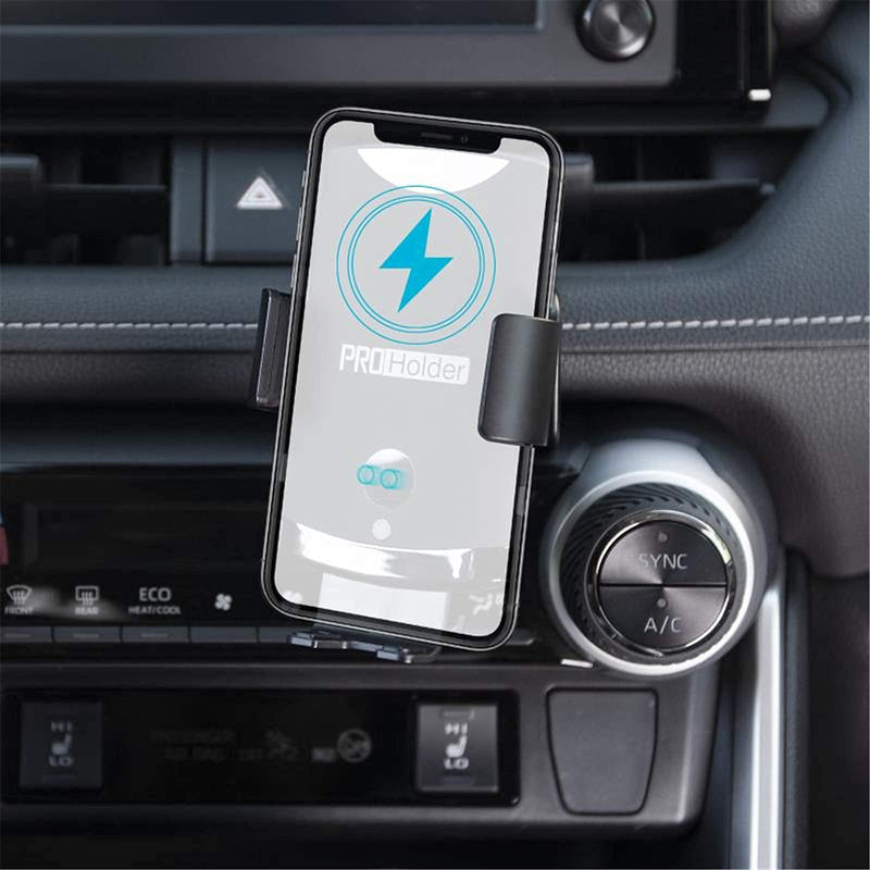 [Australia - AusPower] - ProHolder Clip in Custom fit Car Phone Holder for Toyota RAV4 2019-2022, Mount 360 Degree Adjustable,Car Phone Cradle Fit for iPhone Samsung 4-7 Inches, with Wireless Charger, Black 