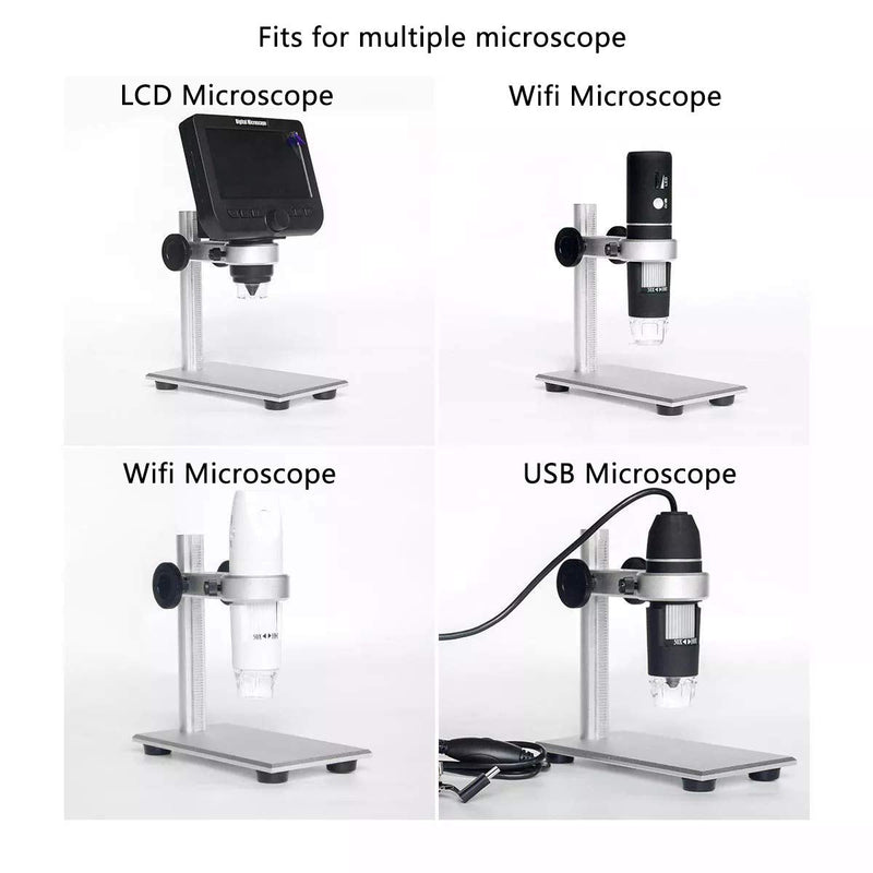 [Australia - AusPower] - Aluminum Alloy Stand Holder for USB/Wi-Fi Digital Microscope, Bysameyee Universal Diameter Metal Mount with Microscope Carrying Case (No Light) No Light 