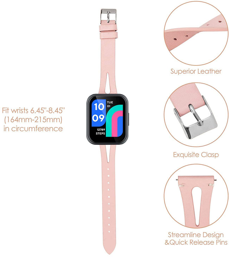 [Australia - AusPower] - Compatible for Stiive Smartwatch LCW01 Band, Lamshaw Slim Vintage Leather Women, Man, Wristband Accessories Compatible with Letsfit EW1/ Stiive LCW01/Lovtutu Smartwatch/Hamile Smartwatch (Pink) Pink 