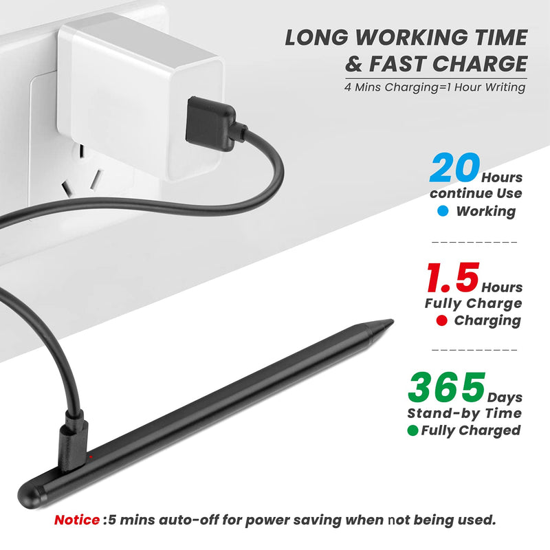 [Australia - AusPower] - Active Stylus Pen for Lenovo C940, Touch-Control and Type-C Rechargeable Digital Pen for Lenovo Yoga C940,Good at Sketching and Note-Taking on Yoga C940 Black Drawing Stylus 