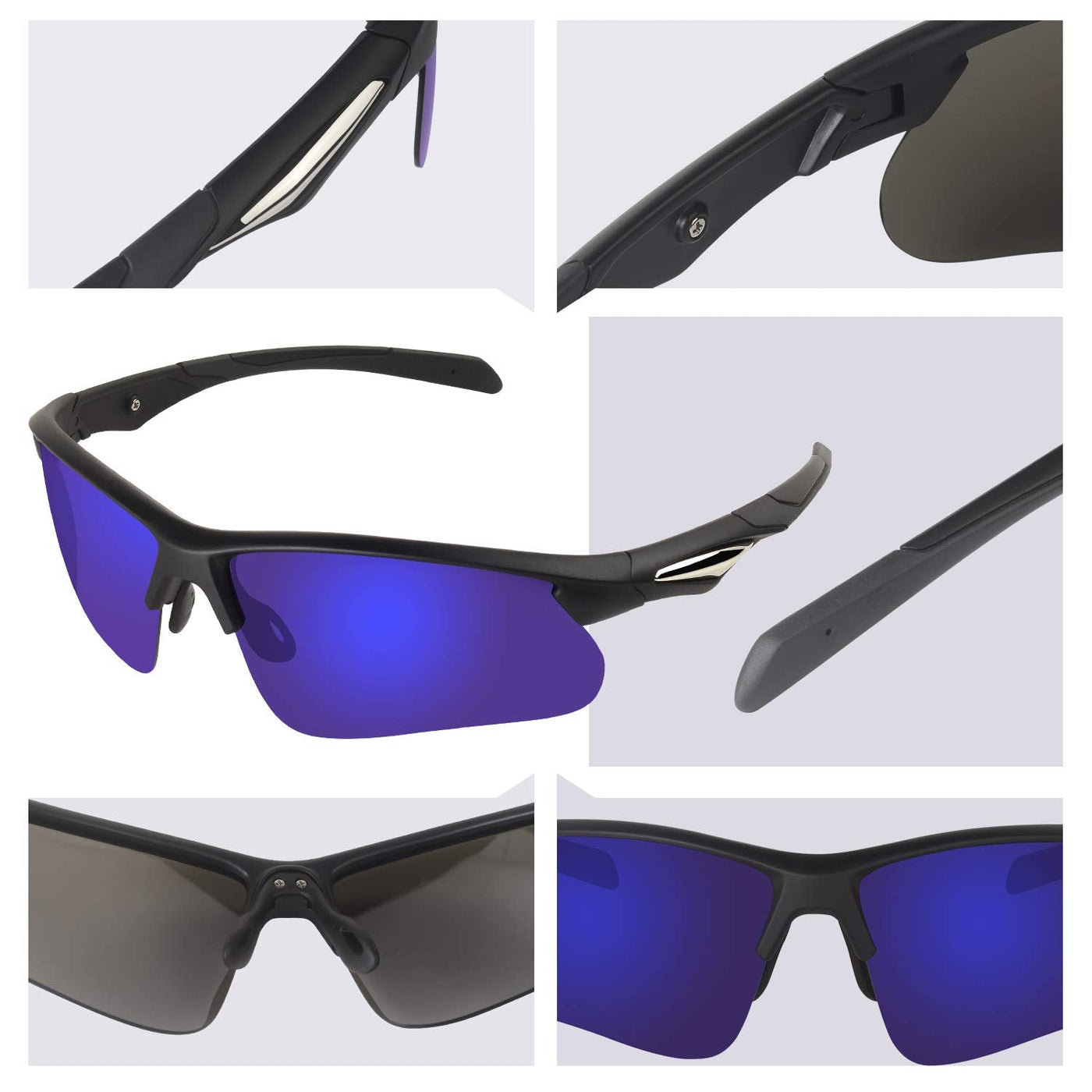 Duduma Polarized Sports Sunglasses for for Men Women Fishing Cycling Running  Golf Driving Glasses Tr62 Superlight Frame 674 Black Matte Frame With Blue  Lens