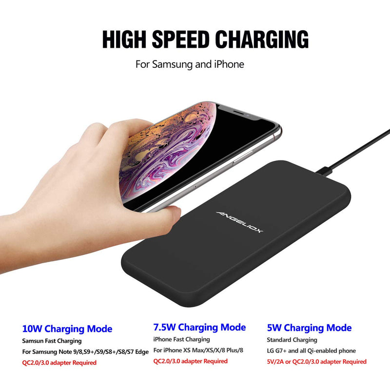 [Australia - AusPower] - ANGELIOX Wireless Charger, USB Type C Qi Fast Wireless Charging Pad 7.5W Compatible with iPhone Xs Max/XR/XS/X/8 Plus, 10W Cordless Charger for Samsung Note 9/8/S9 Plus/S8 Plus/S7, 5W for LG G7 ThinQ 