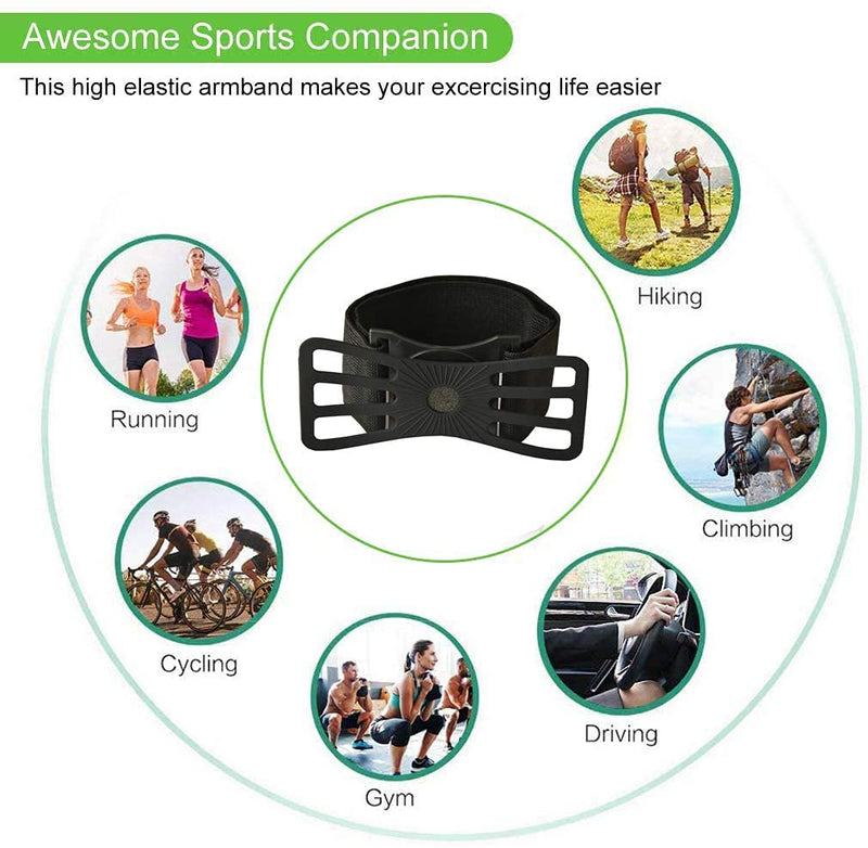 [Australia - AusPower] - Chuangxinfull Universal Cell Phone Armband Wristband, 360° Rotatable Sports Armband, Universal Cell Phone Holder for Running Hiking Biking, fit 4 to 7 inch Smartphones (Black) Black 