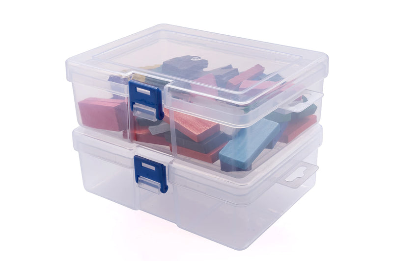 [Australia - AusPower] - Crayon storage box, transparent plastic storage box, stackable fixed cover folder box, suitable for office, home and industry, 6.4x4.7 Inches 