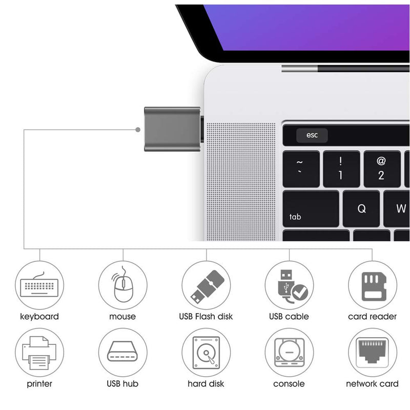 [Australia - AusPower] - USB C to USB Adapter [2-Pack], Thunderbolt 3 to USB 3.0 OTG Adapter Compatible with MacBook Pro,Chromebook,Pixelbook,Microsoft Surface Go,Samsung Galaxy S8 S9 S10 S20 S21 S22 Ultra Plus,Note 9 10 20 Grey 
