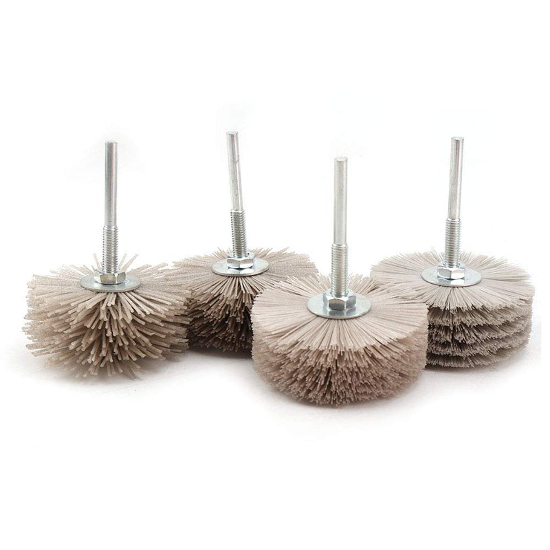 [Australia - AusPower] - SI FANG 4Pcs Abrasive Nylon Wheel Brush 1/4" Shank 80 240 400 600 Grit Woodworking Abrasive Grinding Head for Polishing Grinder 