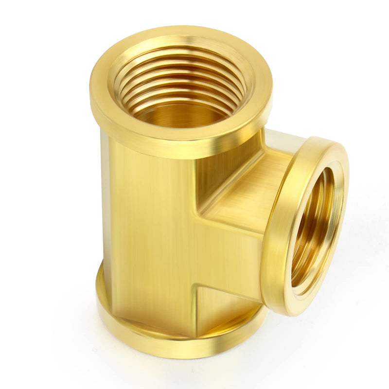 [Australia - AusPower] - TAISHER 5Pcs Brass Tee Fitting, 1/4" x 1/4" x 1/4" NPT Female Pipe Fittings 1/4" FNPT 5 