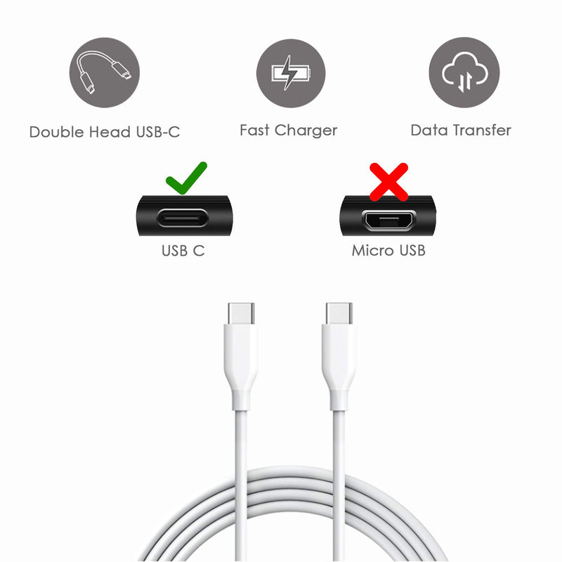 [Australia - AusPower] - 7.5 FT USB C to USB C Charging Cable Fit for Google Pixel 5 4/2/3/3a/2 XL/3 XL/3a XL 4a XL, MacBook, iPad pro 2018, Nexus 6P 5X and More White 