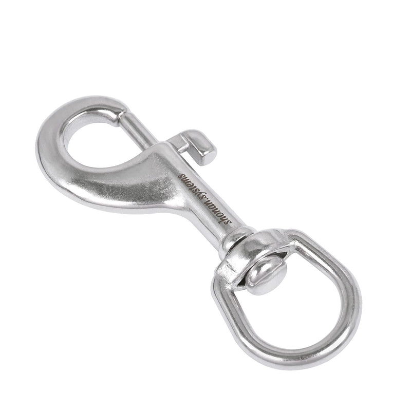 [Australia - AusPower] - SHONAN 3.5 Inch Swivel Snap Hooks, 2 Pack Single Ended Flag Clips, Marine Grade Stainless Steel Bolt Snaps for Diving/Keychain/Dog Leash/Camera Strap/Clothesline and More 3.5 Inch, 2 Pack, Single Ended 