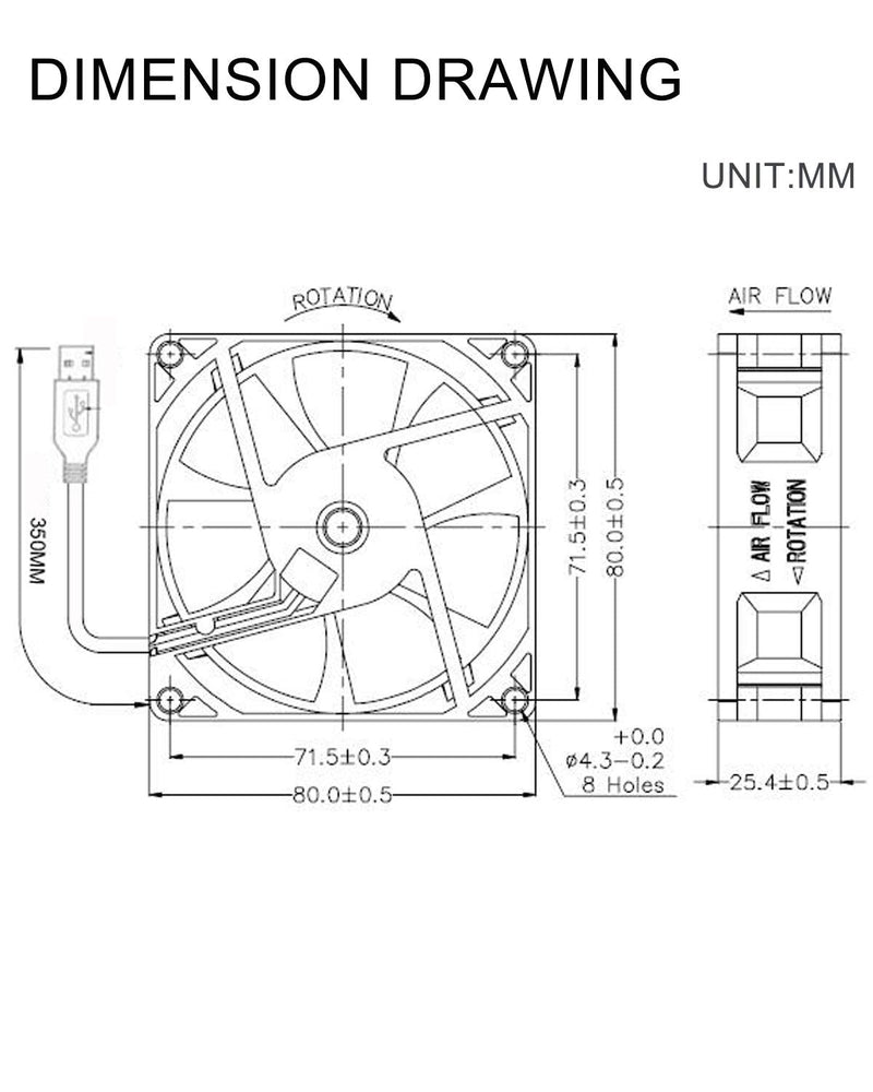 [Australia - AusPower] - GDSTIME Dual 80mm USB Fan 80mm x 25mm 5V for Receiver DVR Playstation Xbox Computer Cabinet Cooling 80x80x25mm 