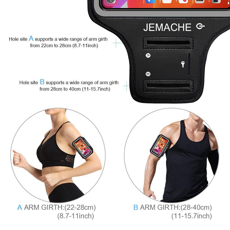[Australia - AusPower] - iPhone 13 Pro, 12 Pro, 11 Pro, X, XS Armband, JEMACHE Water Resistant Gym Workouts Running Arm Band Case for iPhone X, XS, 11Pro, 12, 12Pro, 13, 13 Pro with Card Holder (Black) Black 