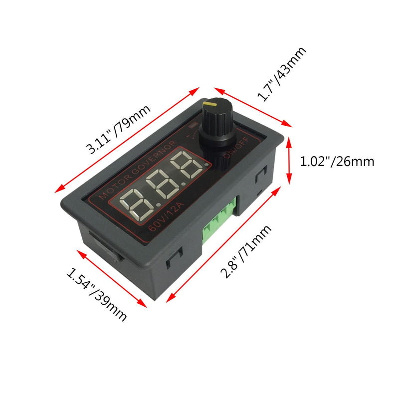 [Australia - AusPower] - DC 12V 24V 36V 48V 12A 500W PWM Motor Speed Controller, Mini Speed Control Switch, Speed Regulator with Stepless Variable Rotary Knob - for Electric Motor, Brush Motor, Car, Generator, Fan (DC 9-60V) 500W 12A 