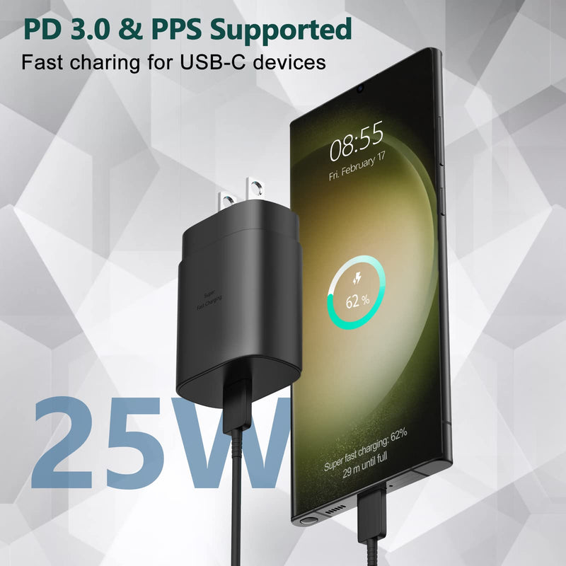 [Australia - AusPower] - Samsung Fast Charger 25W Type C Super Fast Charging Android USB-C Phone Charger Block with 10 FT Cable for Samsung Galaxy S23 Ultra/S23/S23+/S22/S22 Ultra/S22+/S21/S20/Note 10/20, Z Fold/Flip, 3Pack 