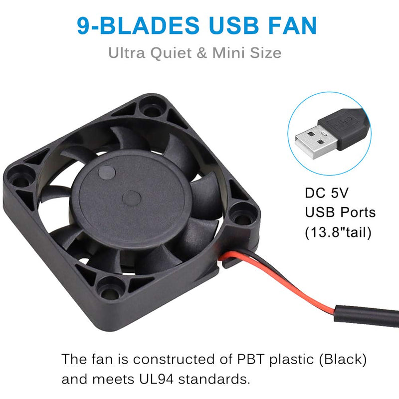 [Australia - AusPower] - GDSTME 40mm USB Fan for VR Gear, Aquarium, Roku, Router, Raspberry Pi, Cosplay, Helmet Cooling Ventilation 40x40x10mm 