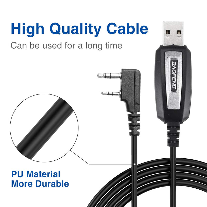 [Australia - AusPower] - Baofeng USB Programming Cable CH340 Chip for GMRS Radio Two Way Radio Baofeng UV-5R BF-F8HP GT-3TP BF-R3 BF-888S BF-82HP UV-9S GM-15PRO Handheld ham Radio transceiver with Driver CD (Black-CH340) Black-CH340 