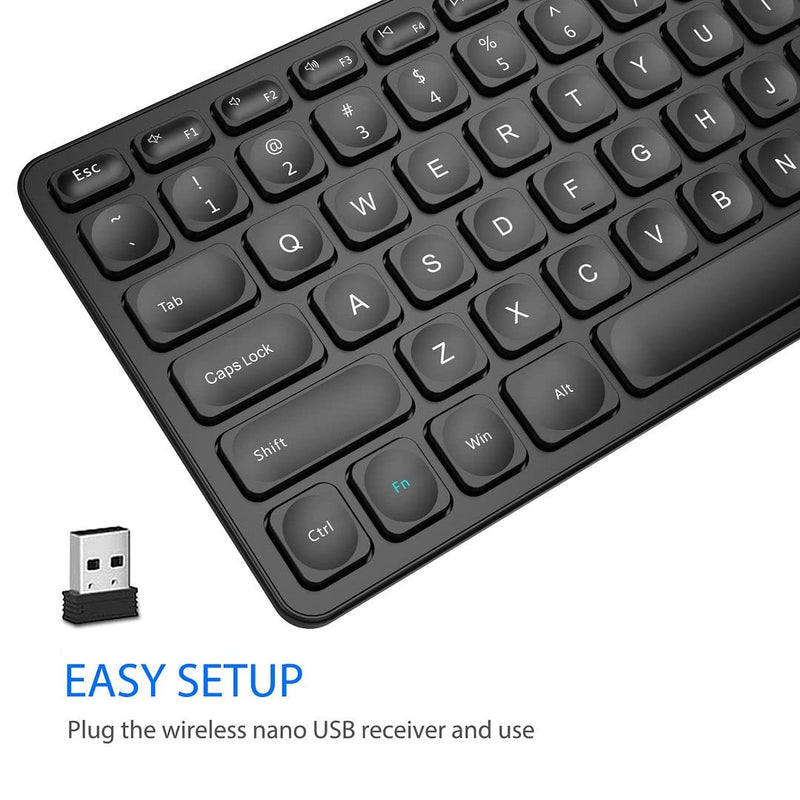 [Australia - AusPower] - Arteck 2.4G Wireless Keyboard Ultra Slim Full Size Keyboard with Numeric Keypad and Media Hotkey for Computer/Desktop/PC/Laptop/Surface/Smart TV and Windows 10/8/ 7 Built-in Rechargeable Battery 