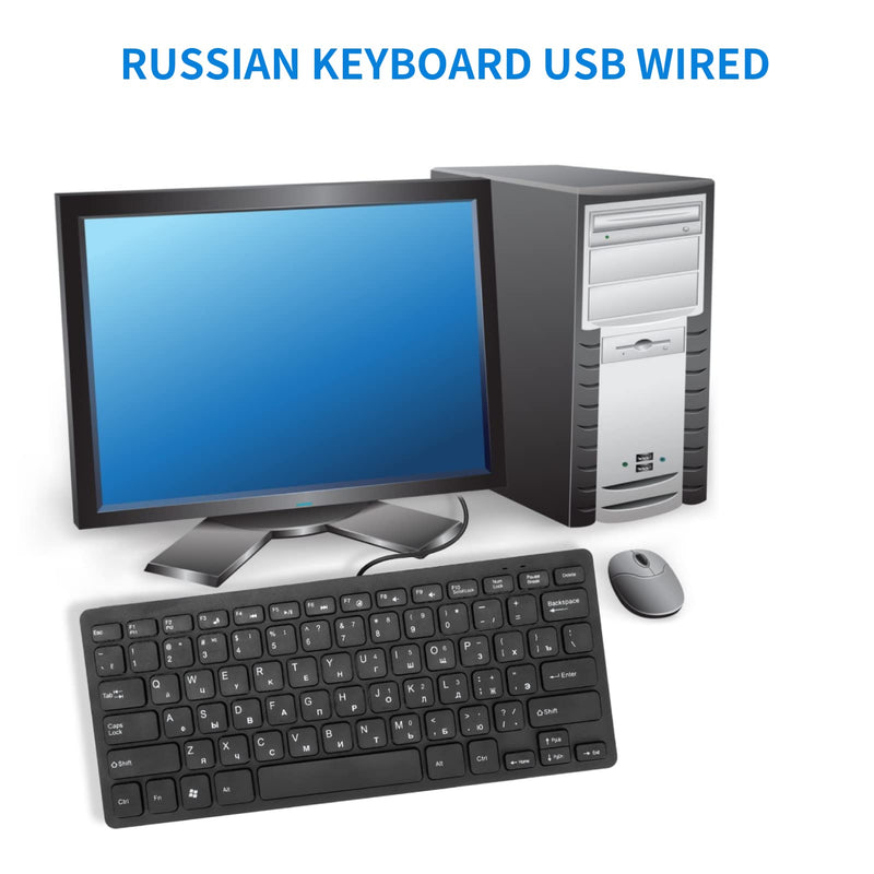 [Australia - AusPower] - Russian Keyboard, USB Wired Keyboard, Ultra Thin 78 Keys Compact Keyboard, Ergonomic Keyboard for PC, Computer, Desktop Russian 
