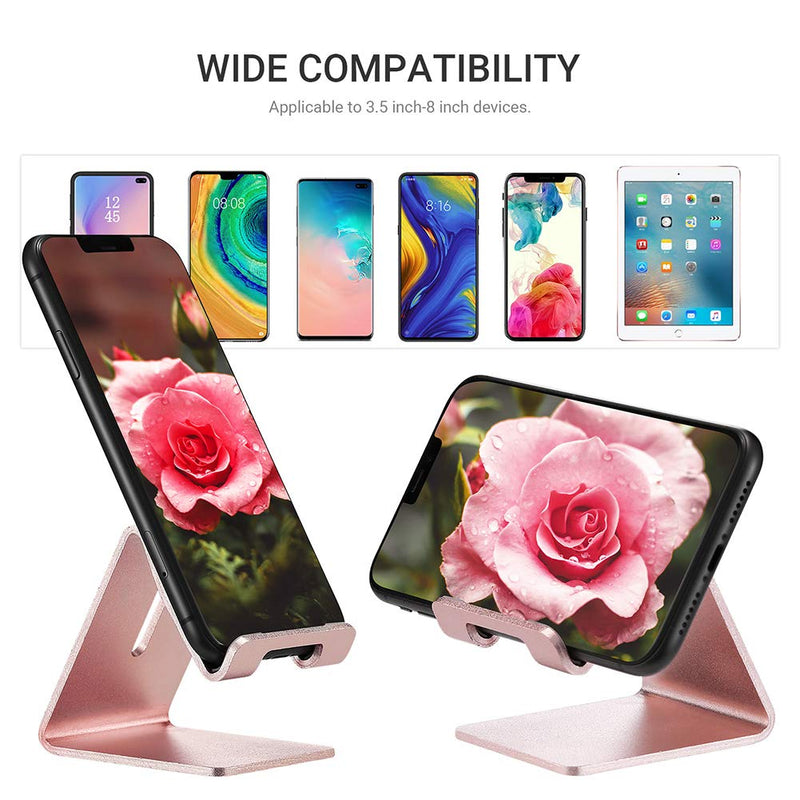 [Australia - AusPower] - Cell Phone Stand Holder - ToBeoneer Aluminum Desktop Solid Portable Universal Desk Stand Compatible with All Mobile Smart Phone Huawei iPhone X 8 7 6 Plus 5 Ipad Mini Tablet Office Decor (Rose Gold) Rose Gold 