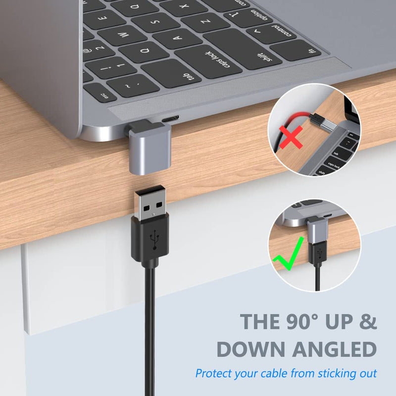 [Australia - AusPower] - 90 Degree USB to USB C Adapter 2 Pack,yootech Up & Down Angled USB-C to USB Adapter,Thunderbolt 4/3 to USB Female Adapter Converter for MacBook Pro 2021,MacBook Air 2020,iMac, Dell XPS,Galaxy Book etc Up & Down 90° Angled 