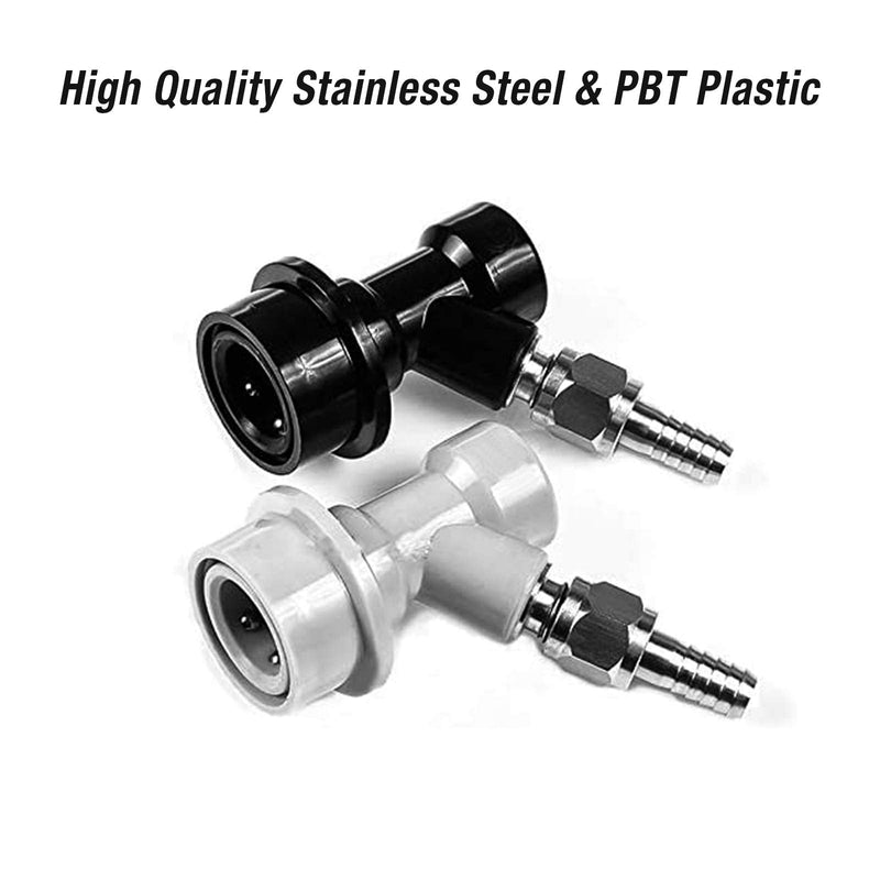[Australia - AusPower] - MRbrew 1 Pair Ball Lock Disconnect Set, Home Brew Ball Lock Corny Keg Fittings for Keg Posts Coupler, with Stainless Steel 5/16'' Gas & 1/4'' Liquid Barbs & Extra 2 Hose Clamps & MFL Swivel Nuts Black 