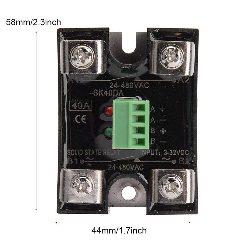 [Australia - AusPower] - Dual Channel DC Control Dual Channel AC Solid State Relay 24-480VAC Single Phase DC-AC SSR Relay Module(40A(BERM-SK40DA)) 