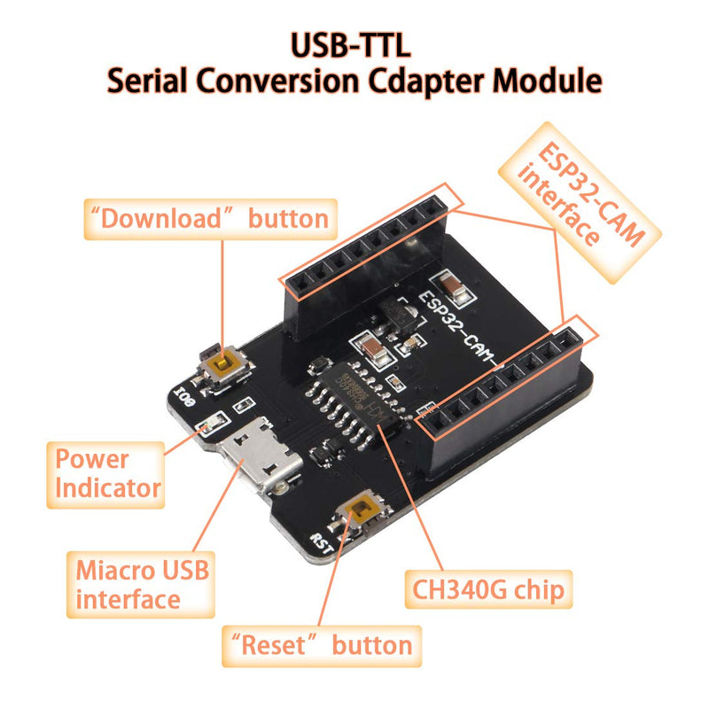 [Australia - AusPower] - AITRIP 2 Pieces ESP32-CAM WiFi Board ESP32-CAM-MB Micro USB to Serial Port CH340G with OV2640 2MP Camera Module Compatible with Arduino IDE Arduino Raspberry Pi 2 Pieces ESP32-CAM-MB 