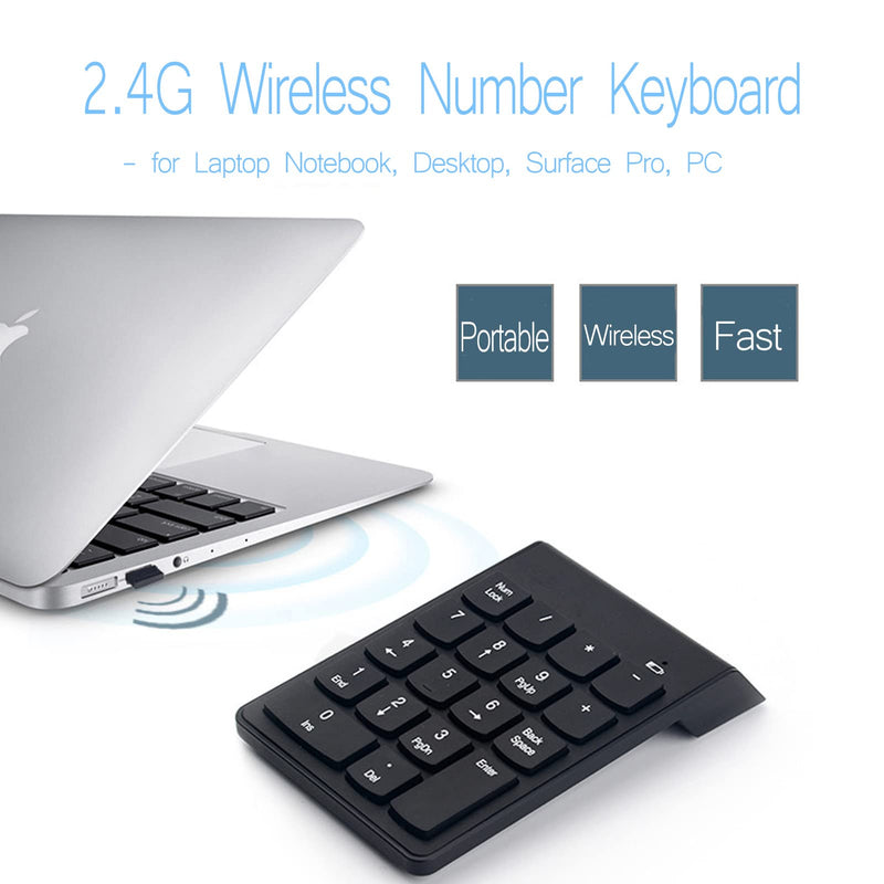 [Australia - AusPower] - Yoidesu Wireless Numeric Keypad, Portable 18 Keys Number Numpad Auto Sleep Wireless Silent Number Pad with 2.4G Mini USB Receiver for Laptop Notebook, Desktop, Surface Pro, PC 