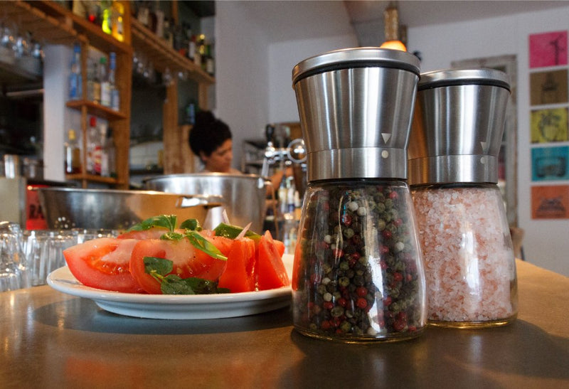 [Australia - AusPower] - Salt and Pepper Grinder Set - Salt and Pepper Shakers for Professional Chef - Best Spice Mill with Brushed Stainless Steel, Special Mark, Ceramic Blades and Adjustable Coarseness 