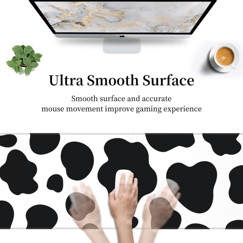 [Australia - AusPower] - Cow Print Gaming Mouse Pad Non Slip Large Mousepad Stitched Edge Rubber Base Desk Mat for Laptop PC Computer Cow Print One Size 