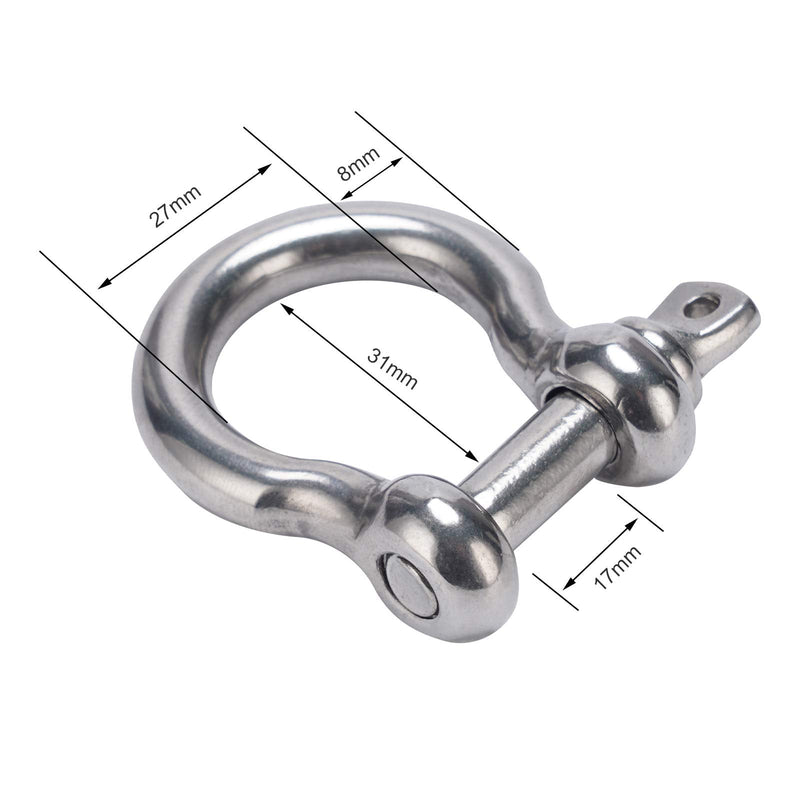 [Australia - AusPower] - OWAYOTO Screw Pin Anchor Shackle 5/16 Inch 8mm 304 Stainless Steel Heavy Duty 4pcs 