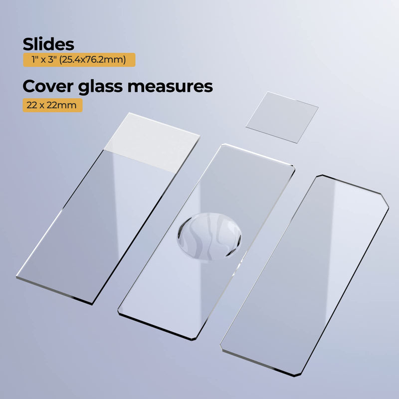 [Australia - AusPower] - Vabiooth Rounded Edge Microscope Slides Kit, 50 Pcs Pre-Cleaned Blank Microscope Slides and 100 Pcs 22x22mm Square Coverslips Cover Glass for Monocular Binocular Trinocular Microscopes Blank Slides/150 Pcs 