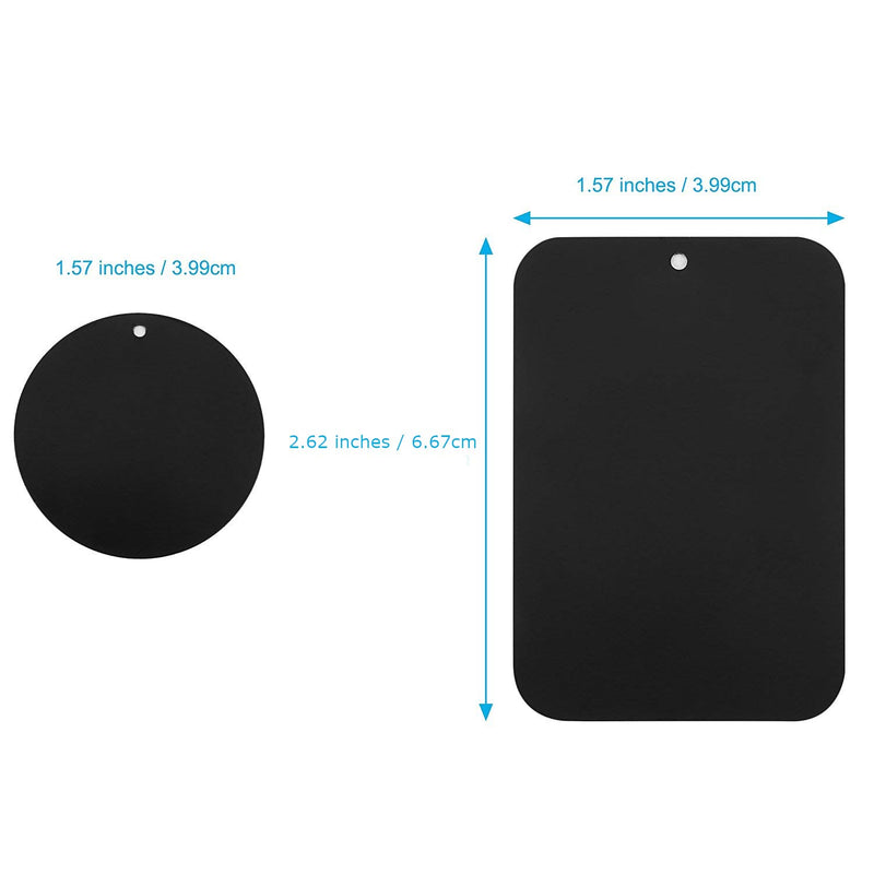 [Australia - AusPower] - Universal Metal Plates with 3M Adhesive for All Magnetic Car Mounts, Cell Phone, Tablet Holder, Cradle-Less, Air Vent Mount, 6 Rectangular, 6 Round, Black (Not a Magnet) 